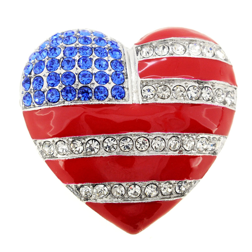 American Flag Patriotic Heart Pin Brooch