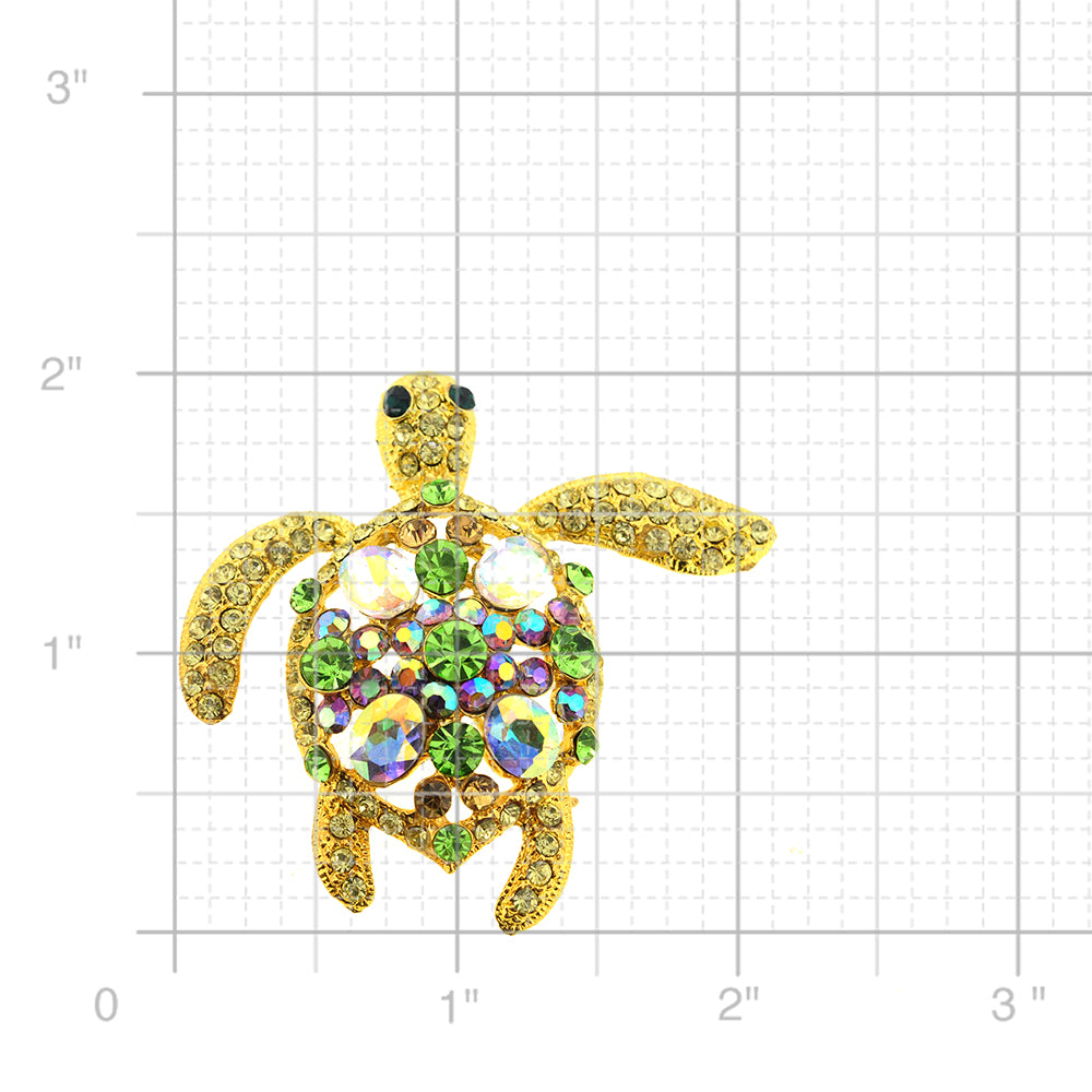 Multicolor Sea Turtle Swarovski Crystal Pin Brooch And Pendant