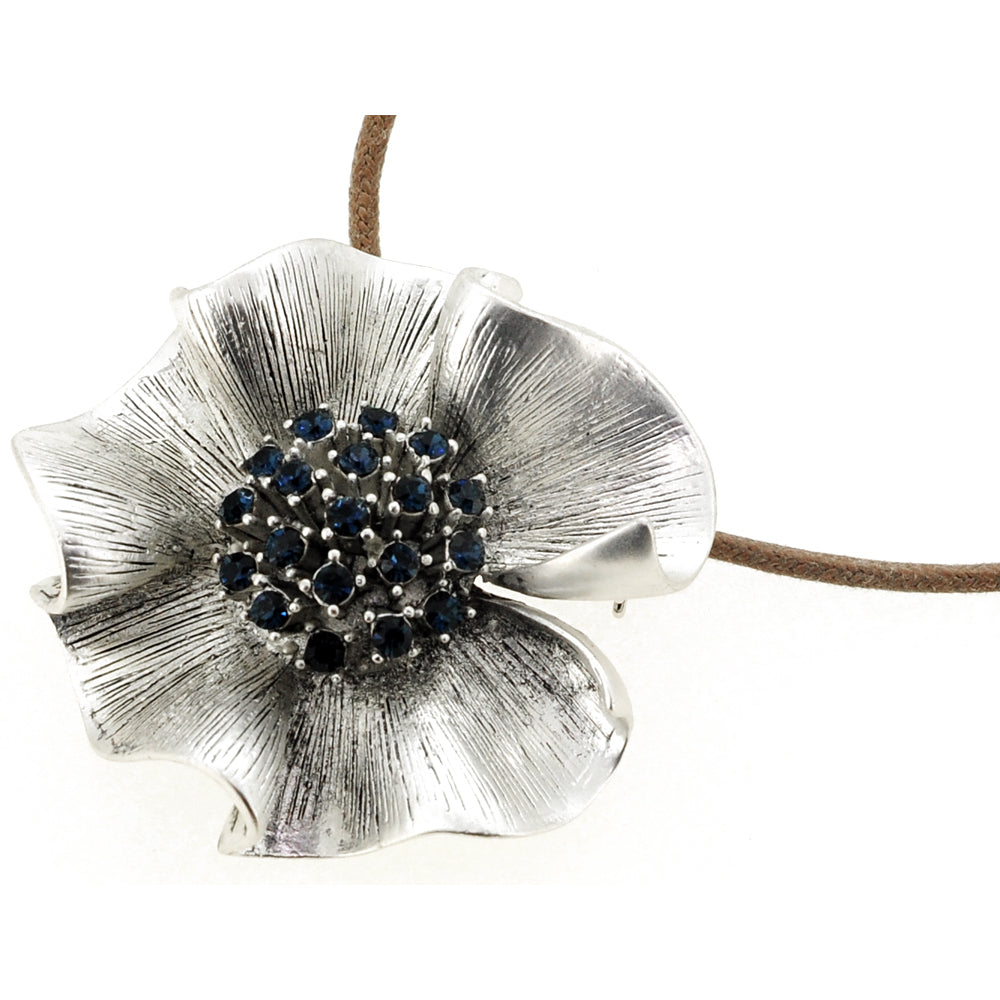 Silver Vintage Style Flower Brooch/Pendant