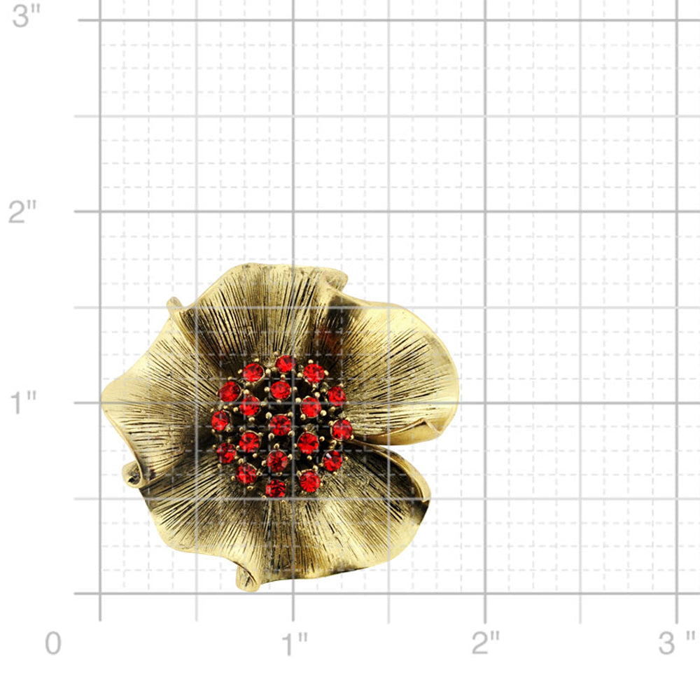 Vintage Style Golden Flower Crystal Brooch and Pendant