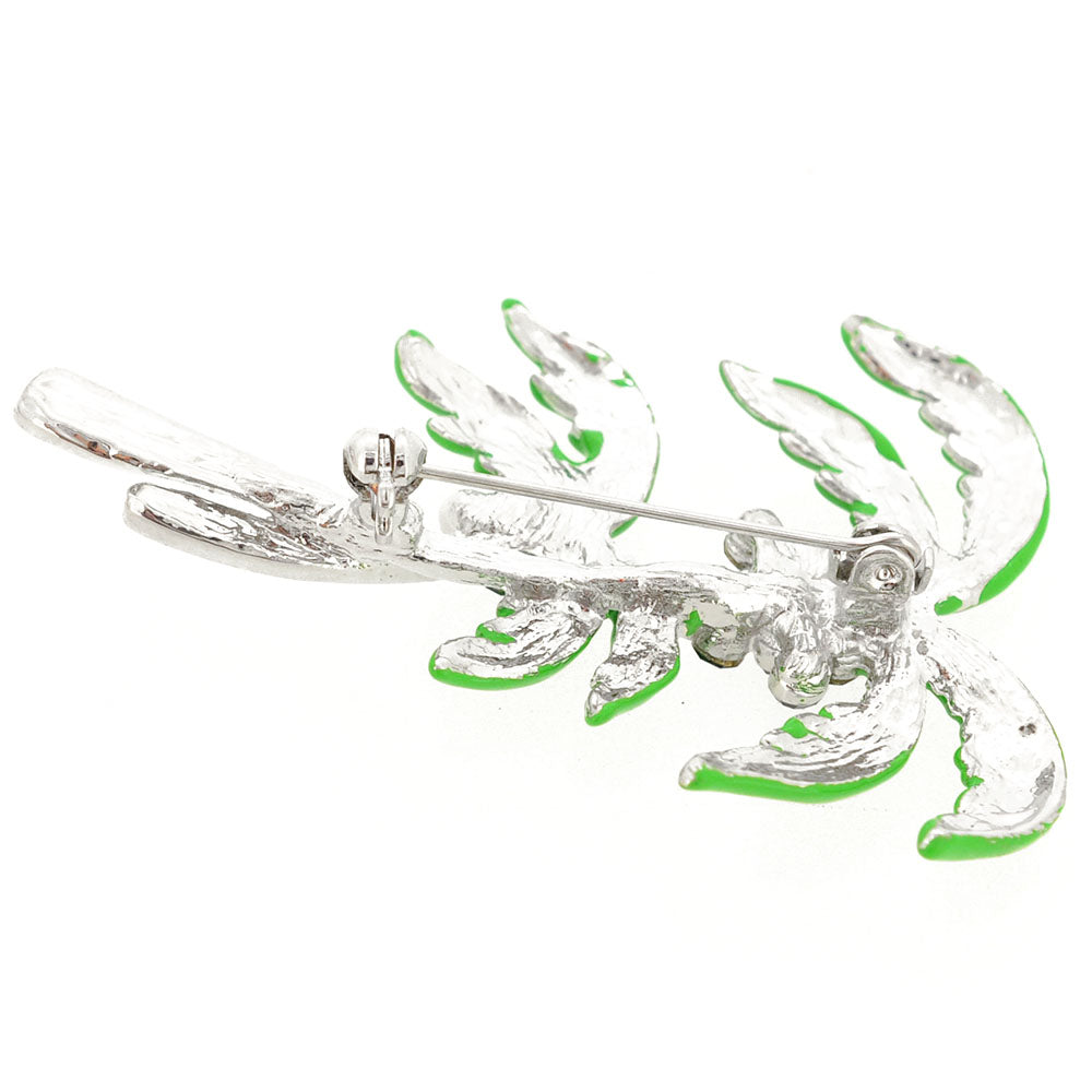 Green Coconut Palm Tree Crystal Pin Brooch