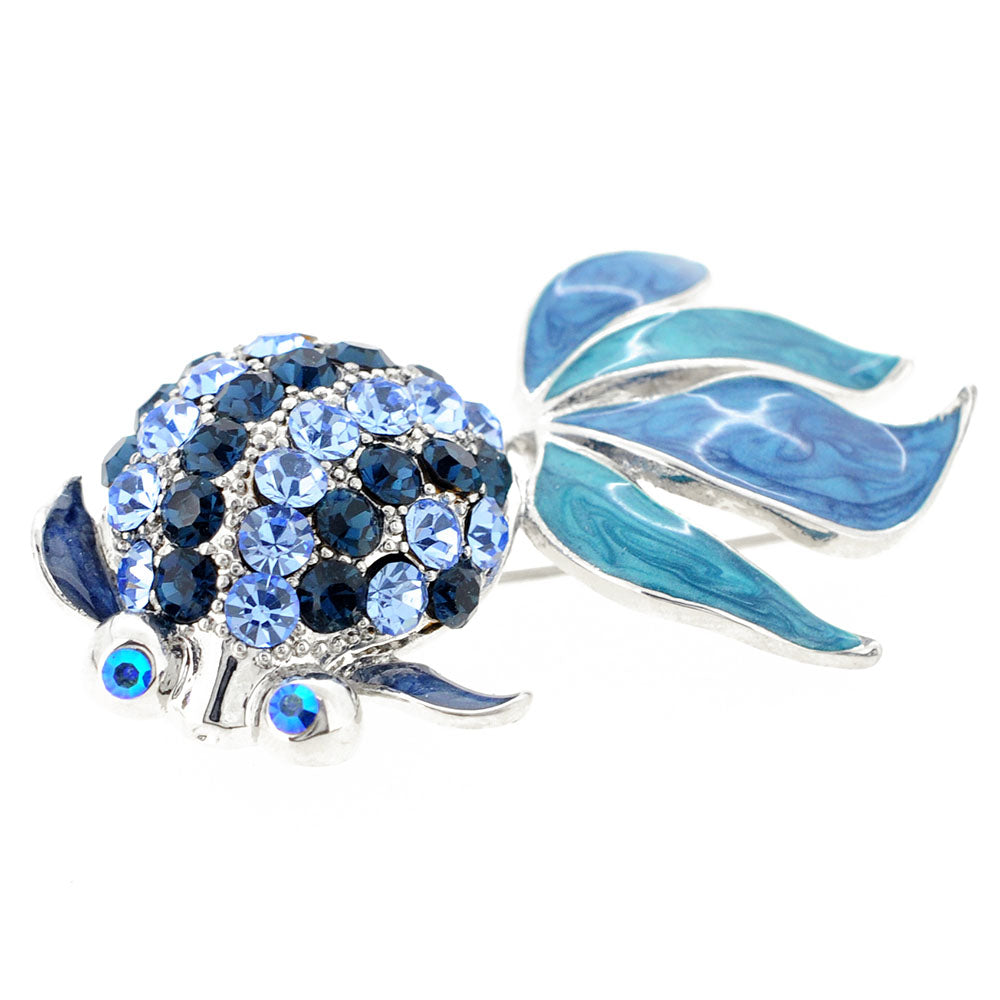 Blue Goldfish Crystal Pin Brooch