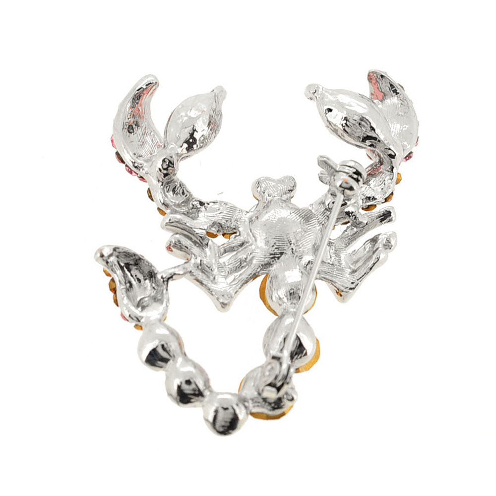 Pink Scorpion Crystal Brooch Pin