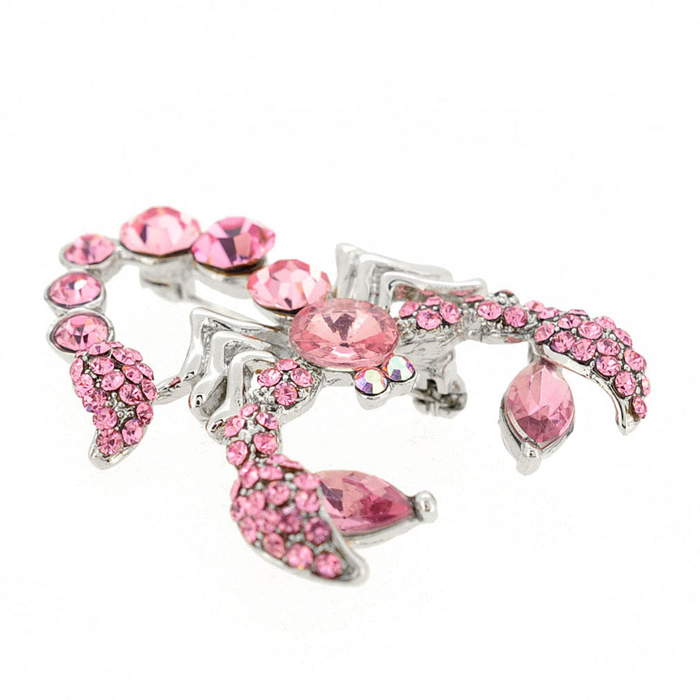 Pink Scorpion Crystal Brooch Pin