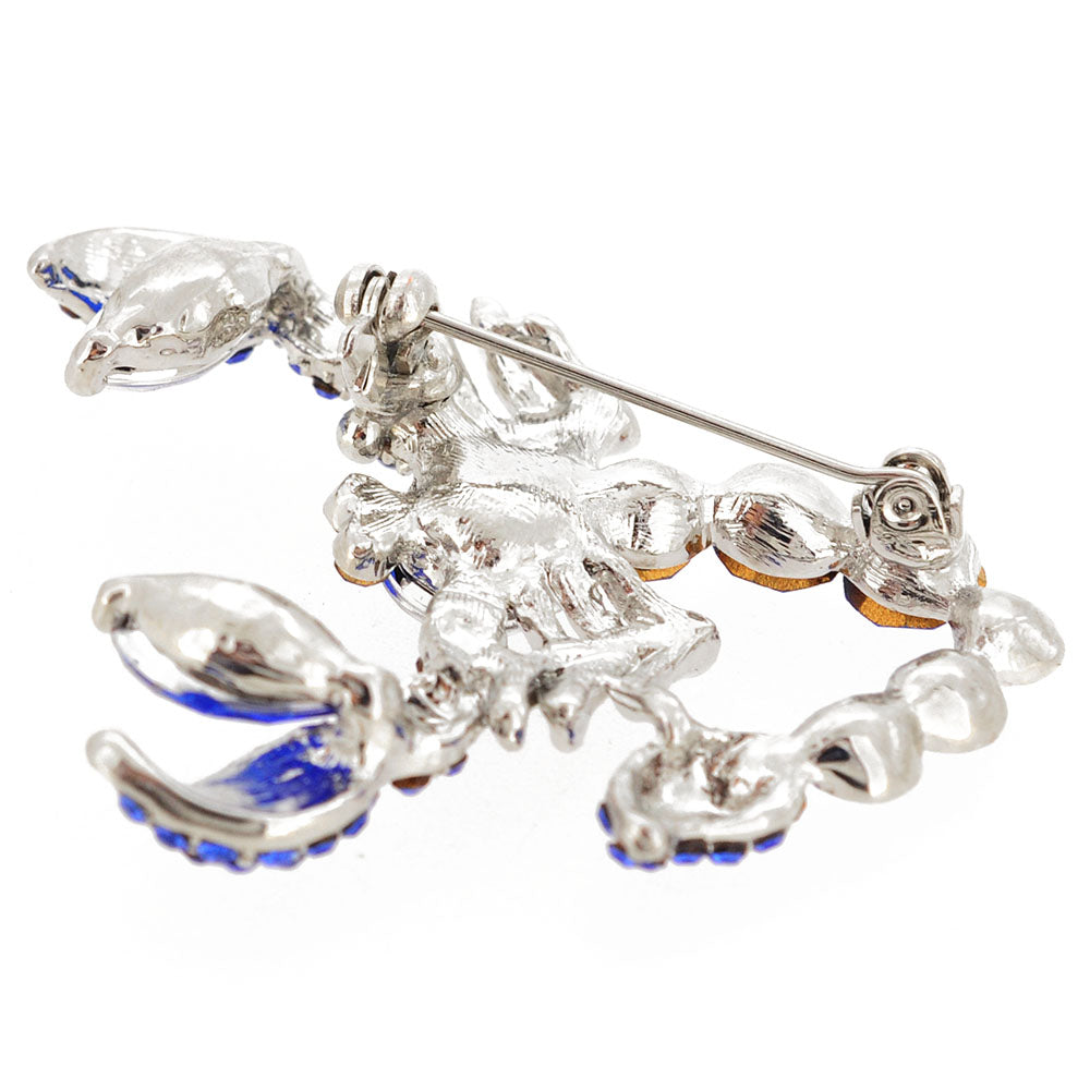 Sapphire Blue Scorpion Crystal Brooch Pin