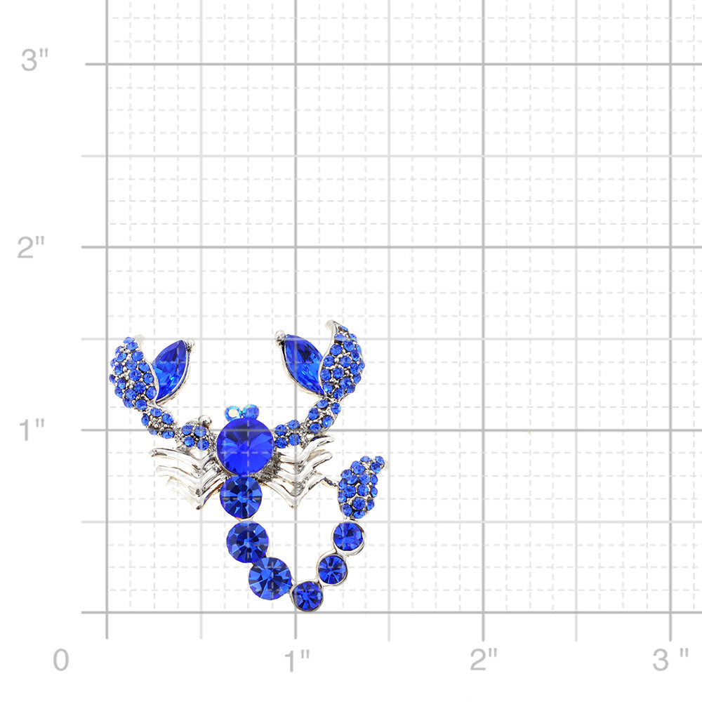 Sapphire Blue Scorpion Crystal Brooch Pin