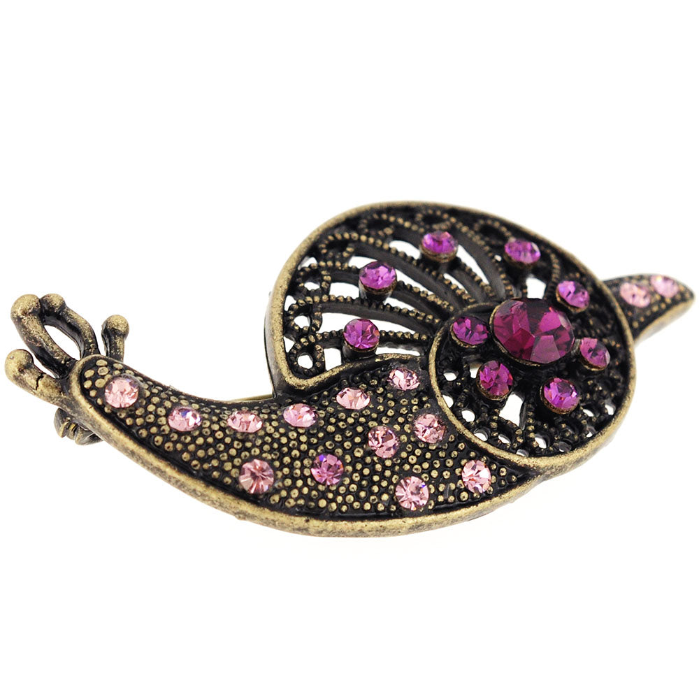 Antique Style Amethyst Crystal Snail Brooch Pin