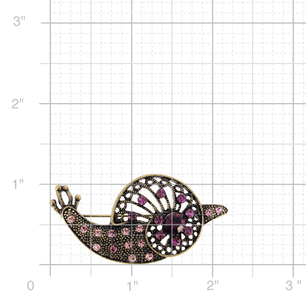 Antique Style Amethyst Crystal Snail Brooch Pin