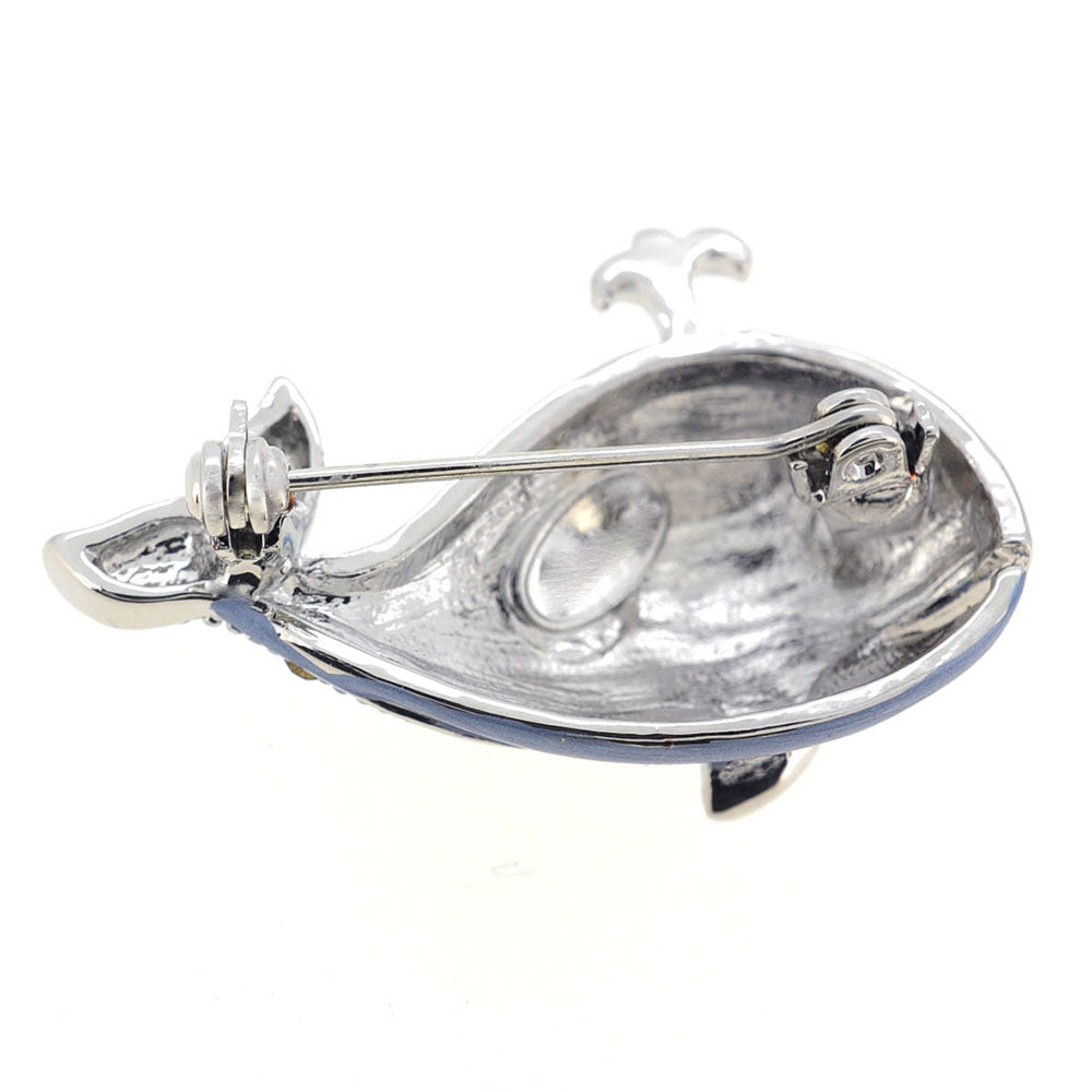 Sapphire Blue Whale Swarovski Crystal Brooch Pin