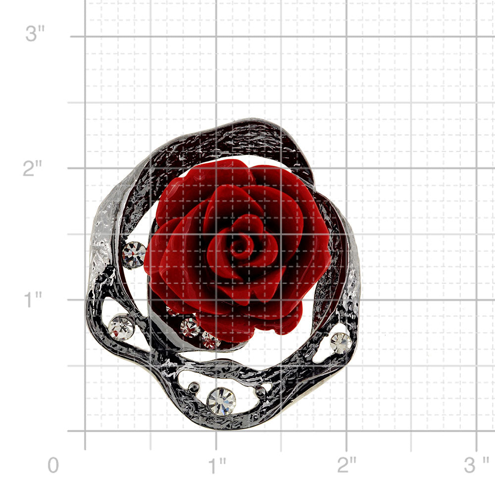Vintage Red Rose Pin Brooch