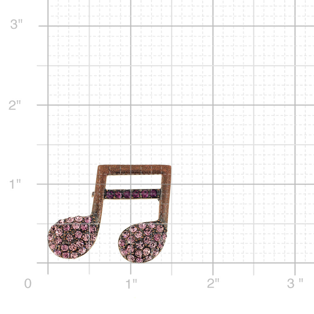 Amethyst Crystal Music Note Pin Brooch