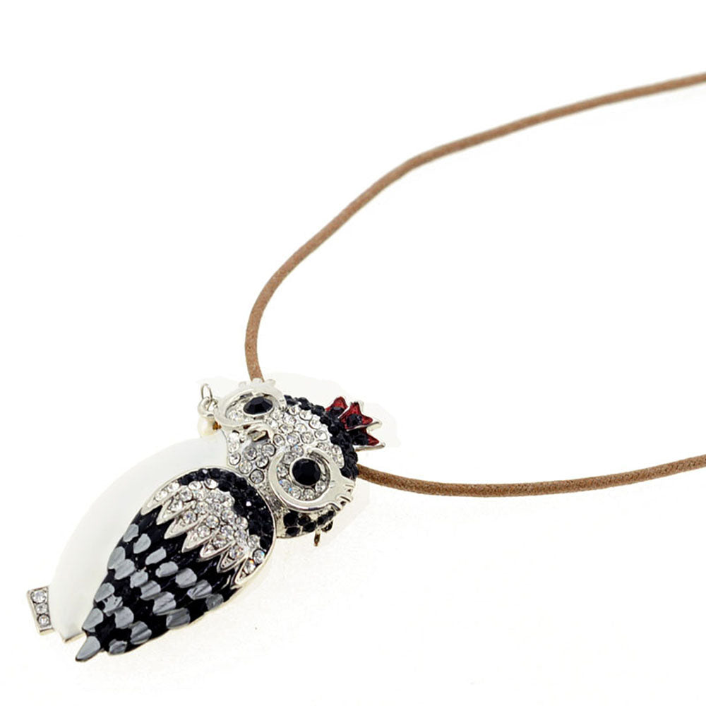 Black & White Crystal Owl Brooch/Pendant