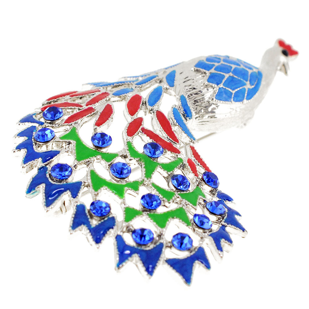 Multicolor Peacock Crystal Pin Brooch