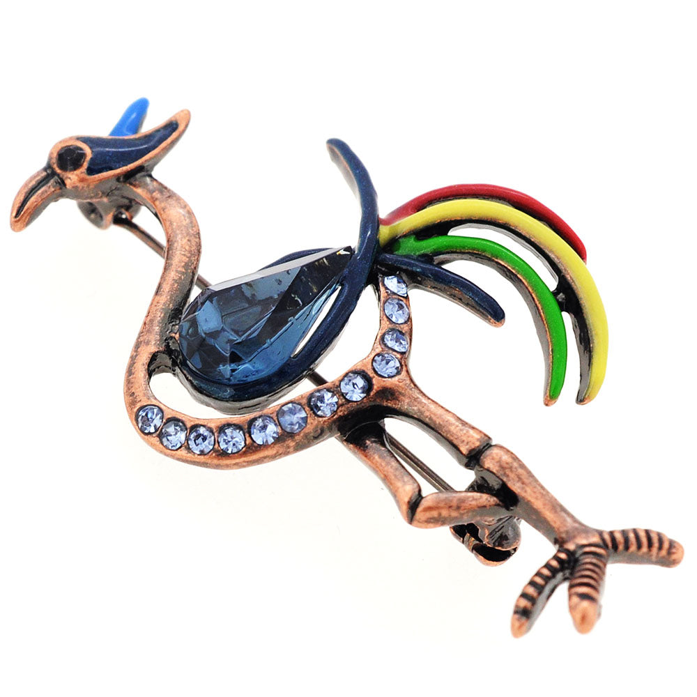 Vintage Style Blue Flamingo Crystal Bird Pin