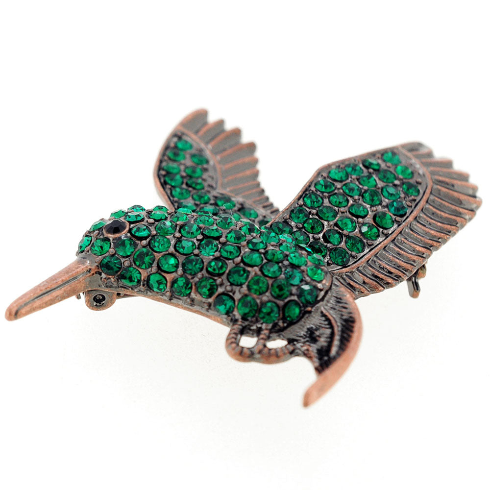 Emerald Green Hummingbird Crystal Pin Brooch