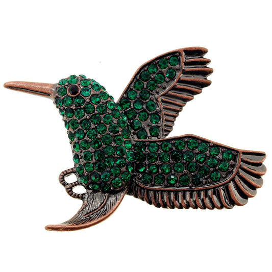 Emerald Green Hummingbird Crystal Pin Brooch