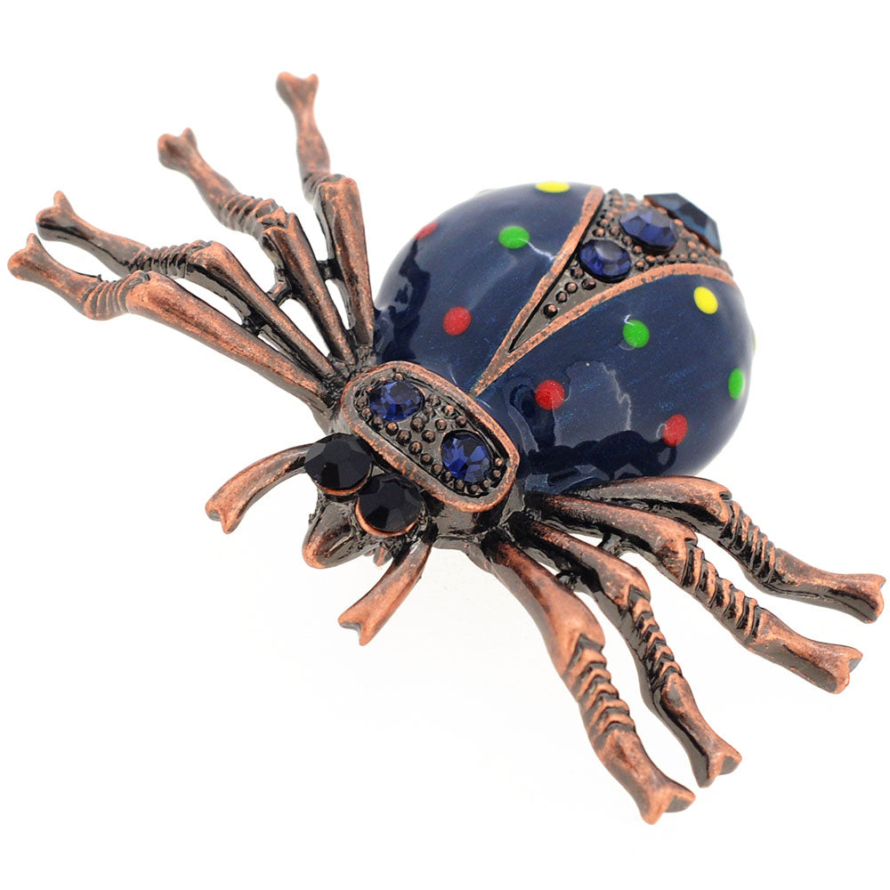 Navy Blue Spider Pin Brooch