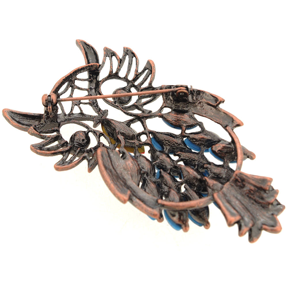 Vintage Turquoise & Ruby Owl Pin Brooch