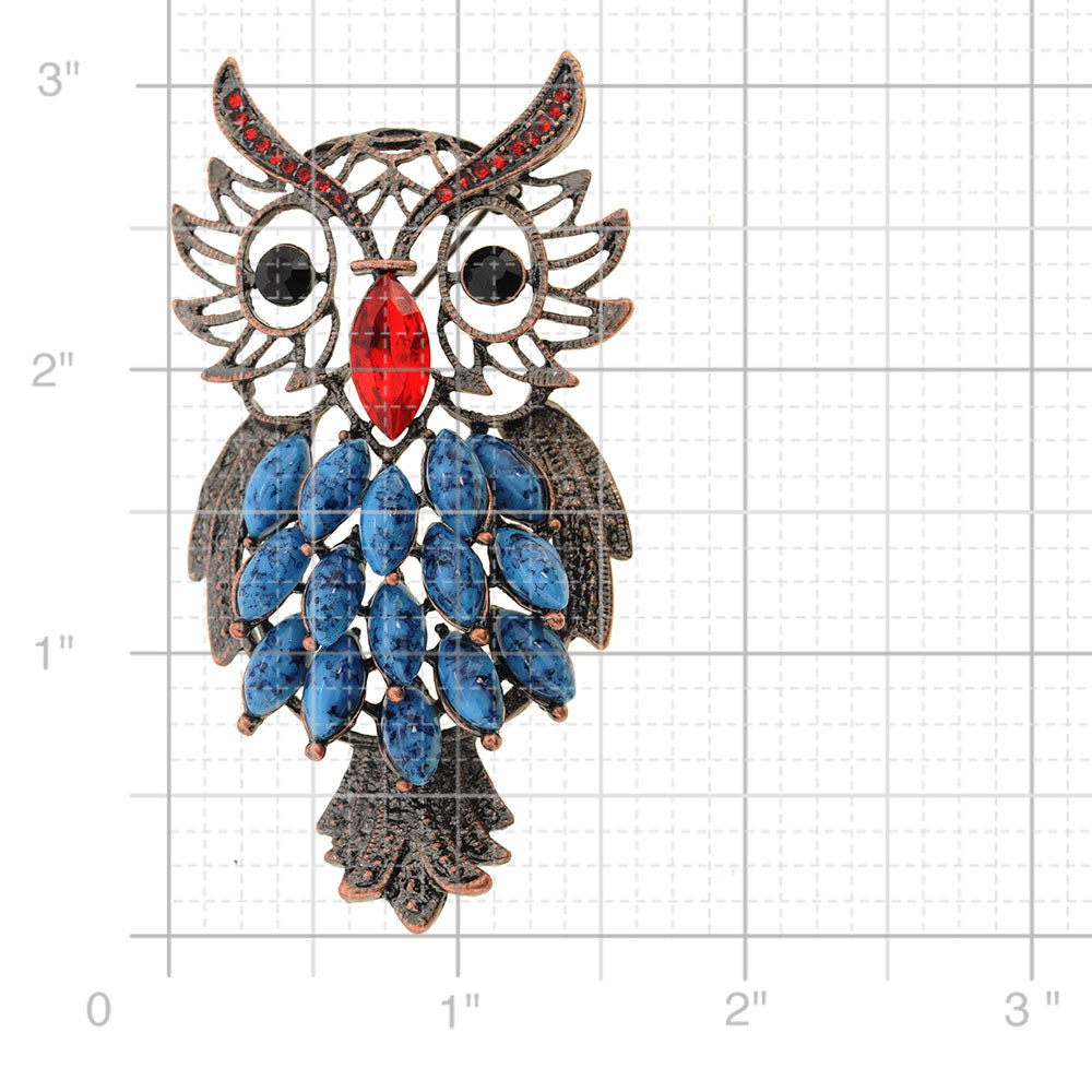 Vintage Turquoise & Ruby Owl Pin Brooch