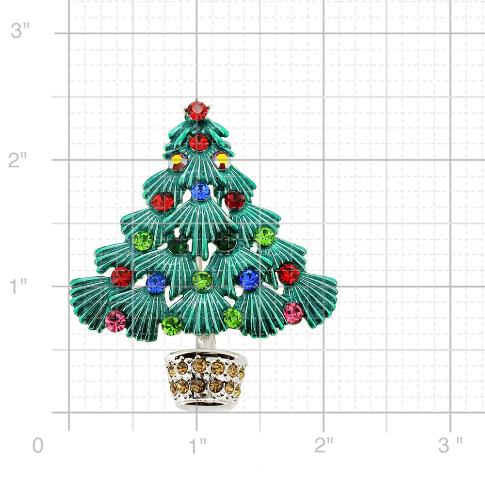Multicolor Crystal Christmas Tree Pin Brooch