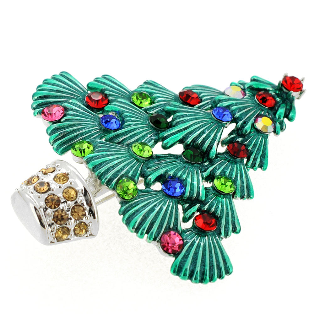 Multicolor Crystal Christmas Tree Pin Brooch