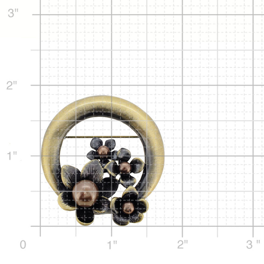 Vintage Style Pearl Brass Flower Wreath Pin Flower Pin Brooch