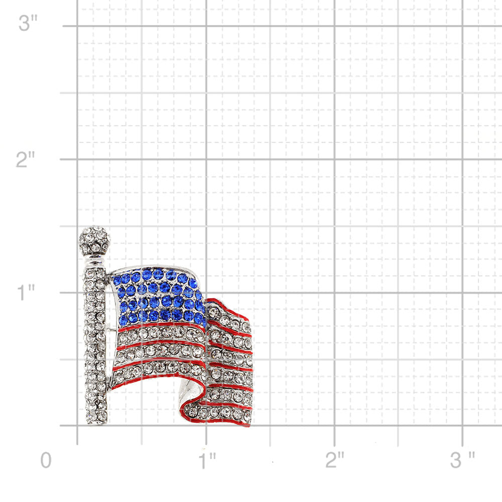 Classic Patriotic American Flag Crystal Pin Brooch