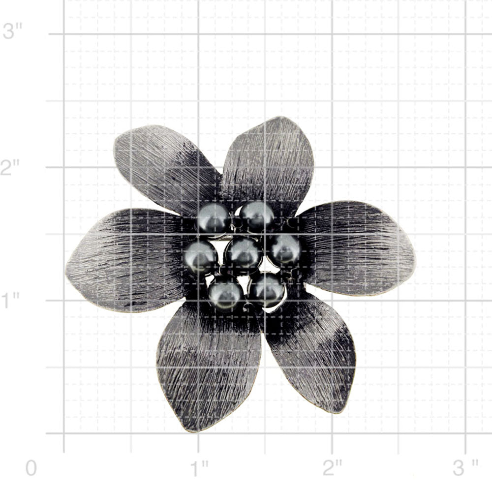Black Flower Pin Brooch