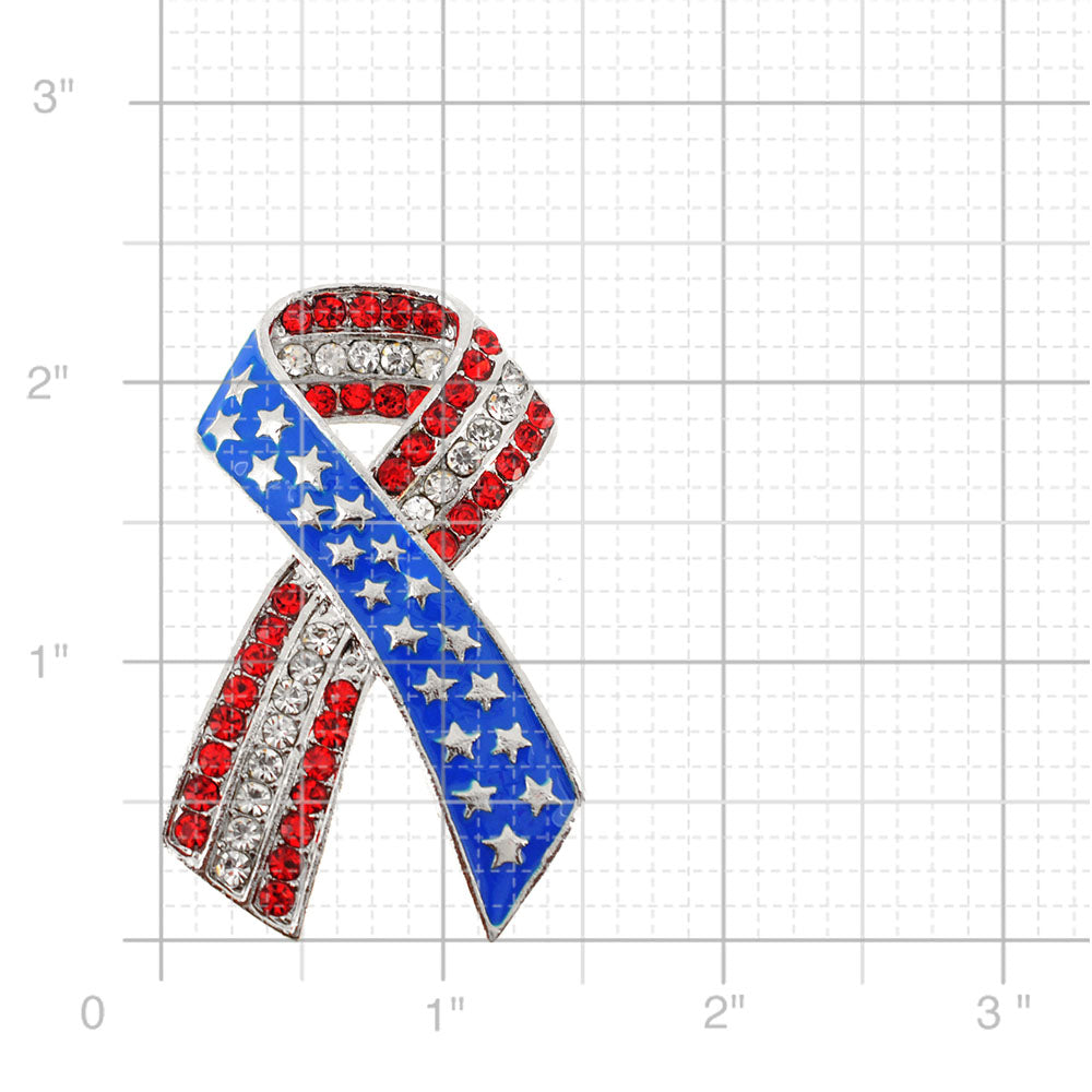 American Flag Patriotic Ribbon Pin Brooch