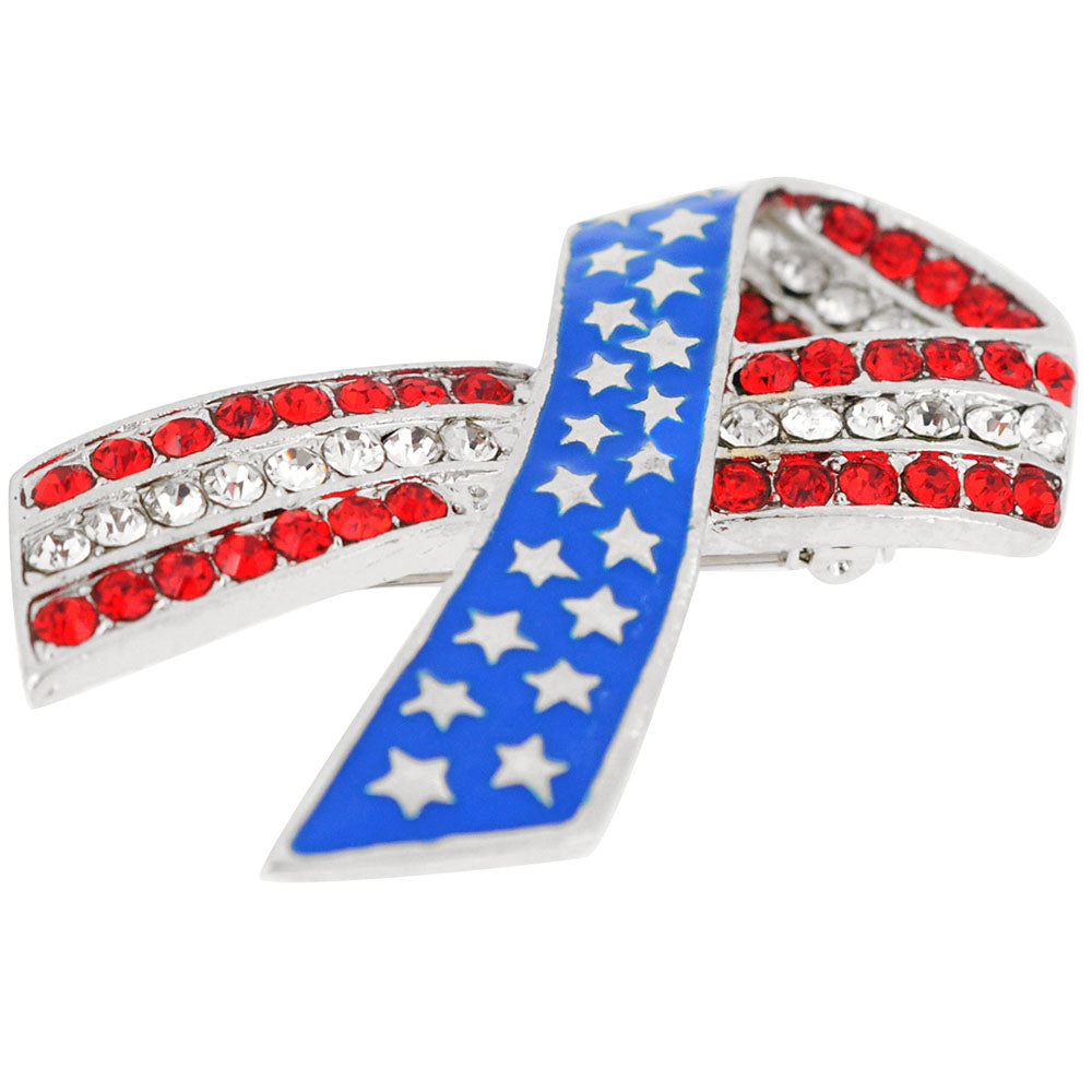 American Flag Patriotic Ribbon Pin Brooch