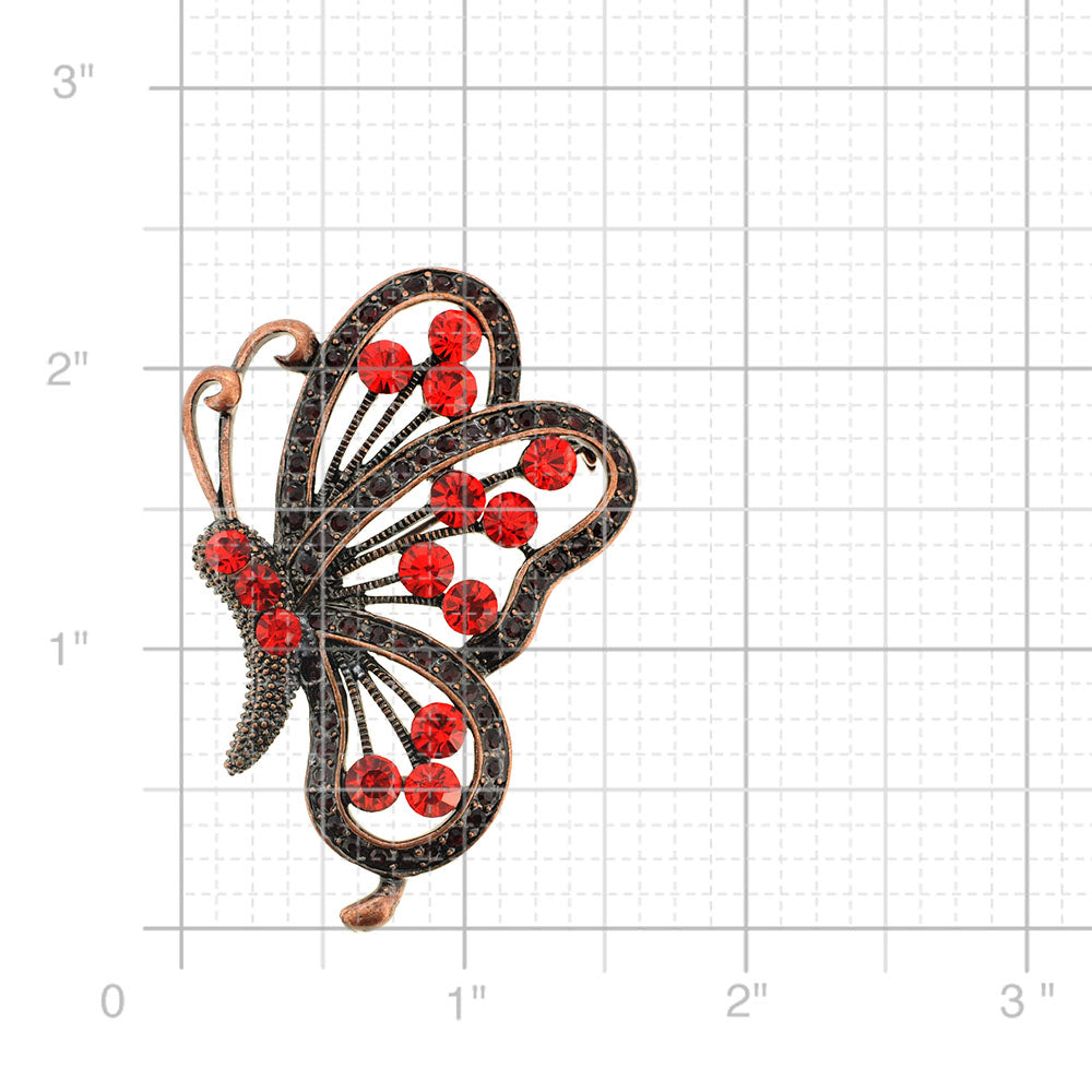 Vintage Style Red Butterfly Crystal Pin Brooch and Pendant