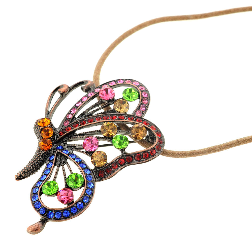 Vintage Rainbow Copper Butterfly Brooch & Pendant