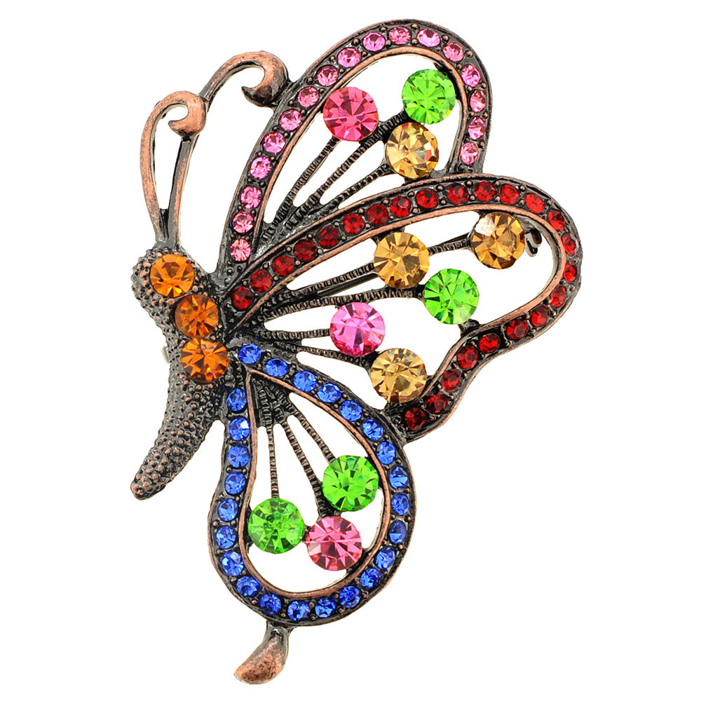 Vintage Rainbow Copper Butterfly Brooch & Pendant