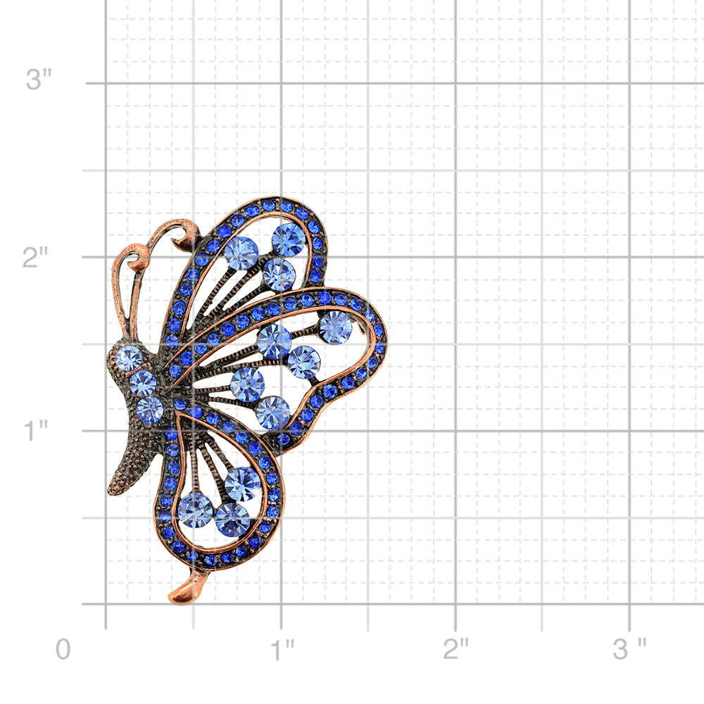 Vintage Style Blue Flying Butterfly Sapphire Crystal Pin Brooch and Pendant