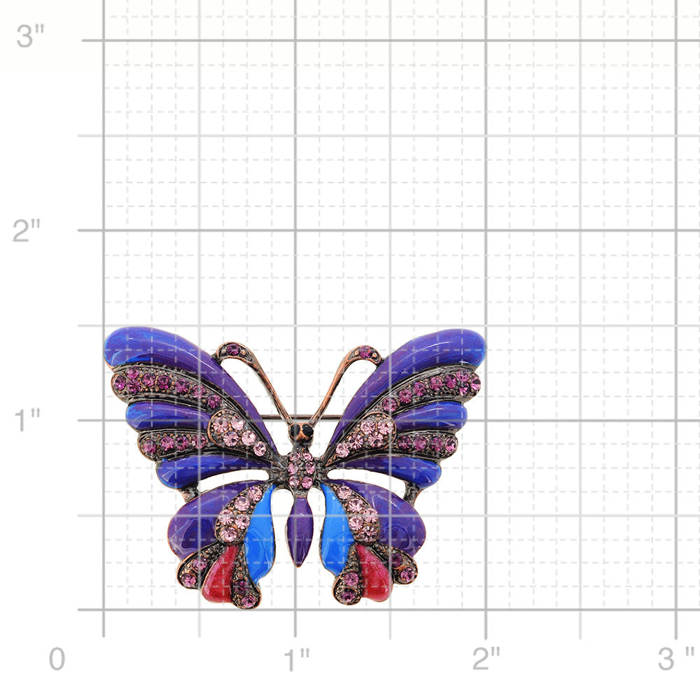Purple Butterfly Crystal Pin Brooch