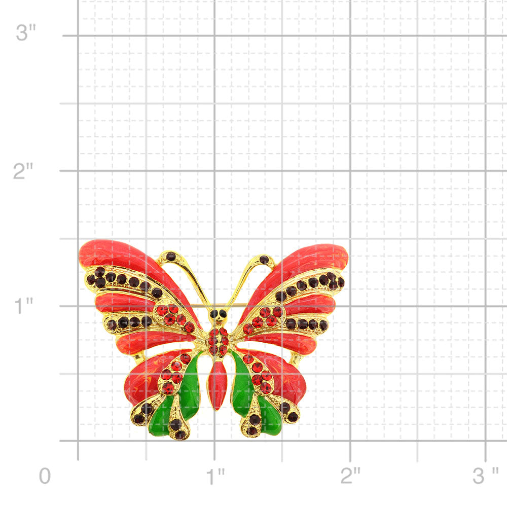 Red Enamel Butterfly Pin Brooch