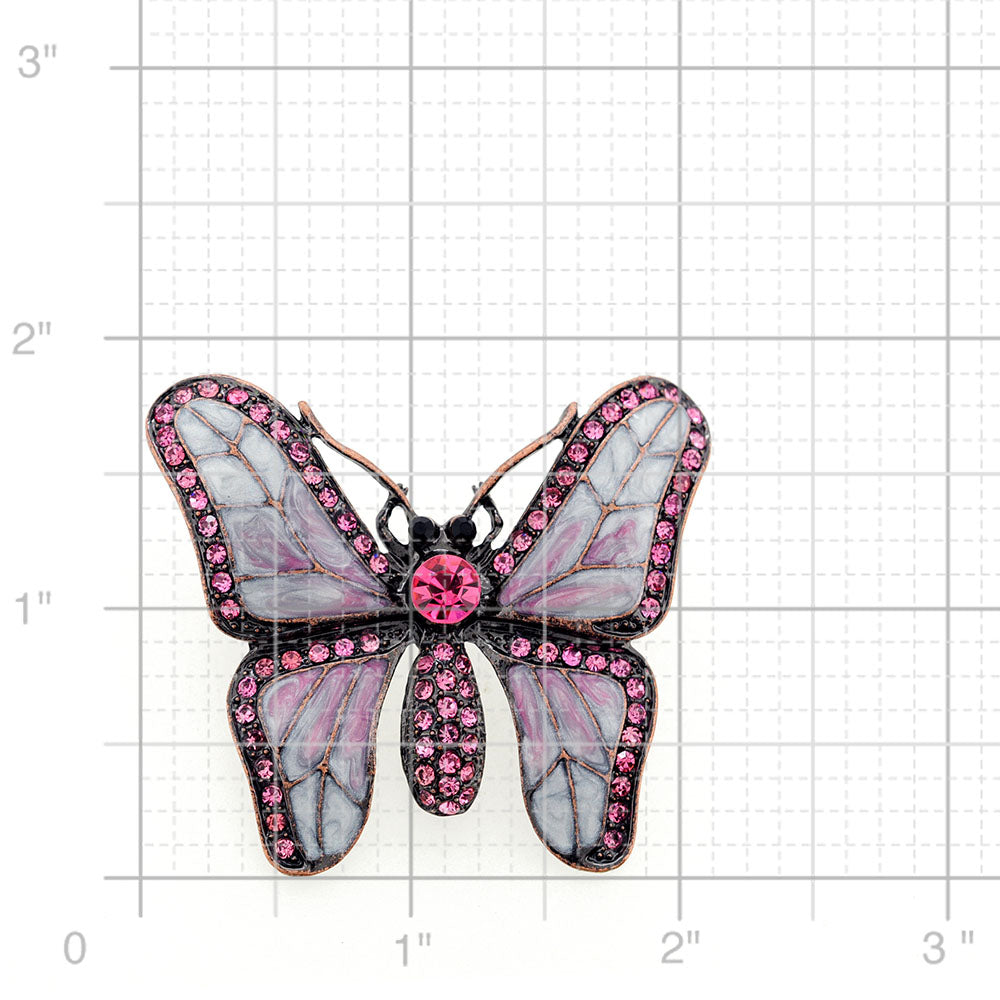 White Pink Butterfly Crystal Pin Brooch