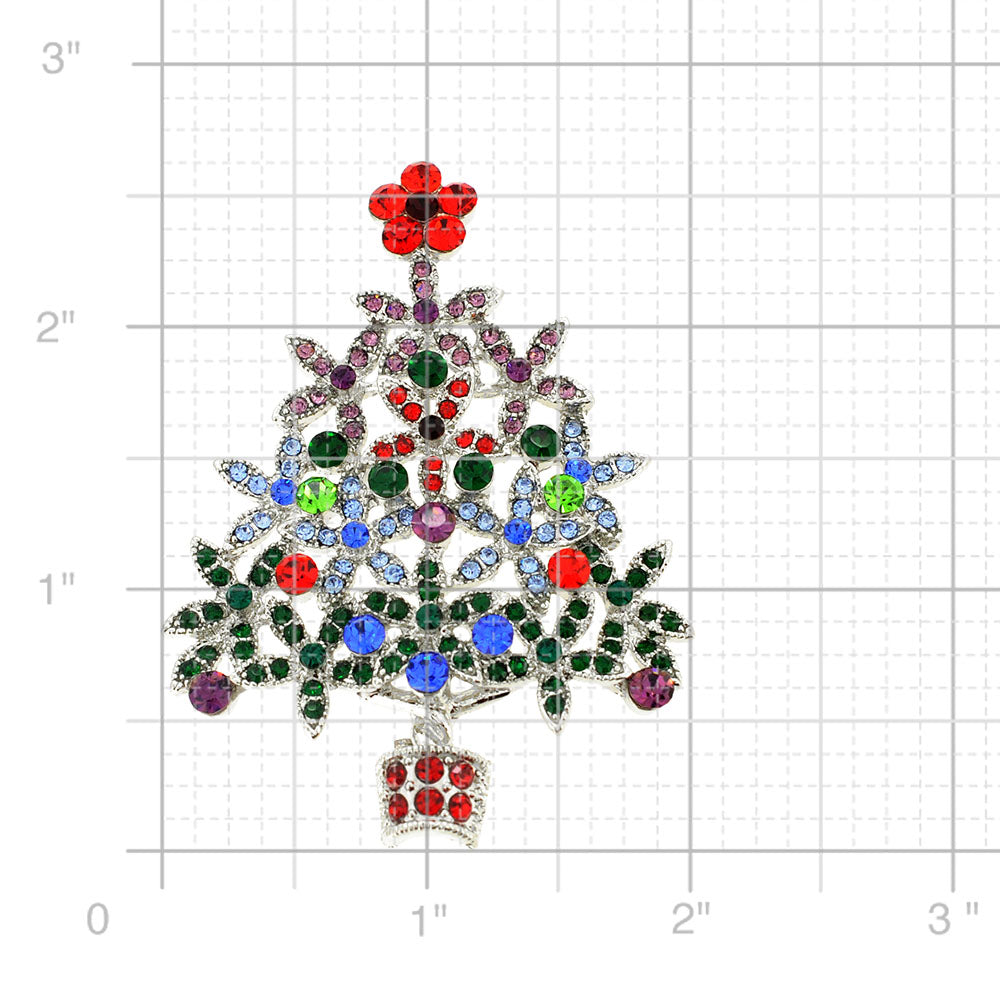 MultiColor Christmas Tree Crystal Pin Brooch