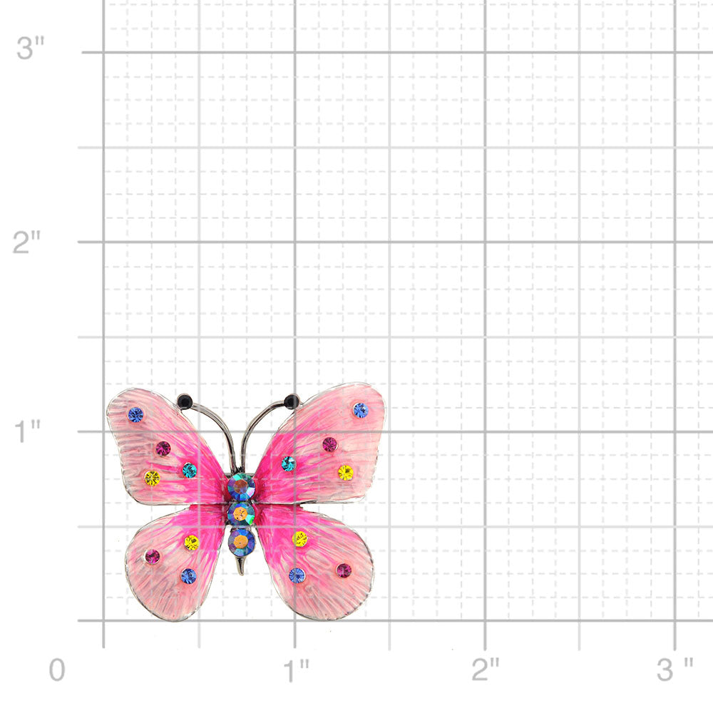 Light Pink Rainbow Butterfly Crystal Brooch Pin