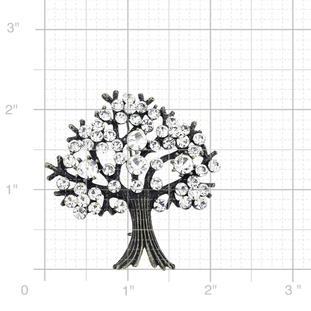 Crystal Tree-in-Full-Bloom Pin Brooch