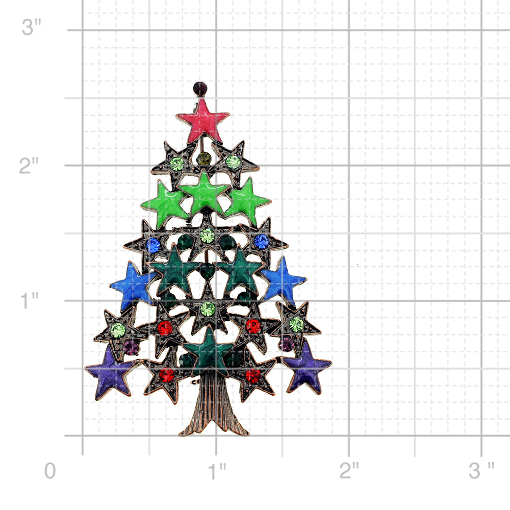 MultiColor Star Christmas Tree Pin Brooch