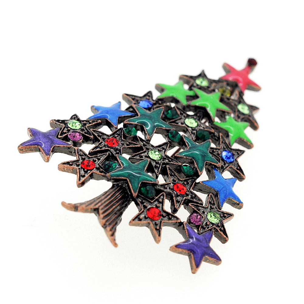 MultiColor Star Christmas Tree Pin Brooch