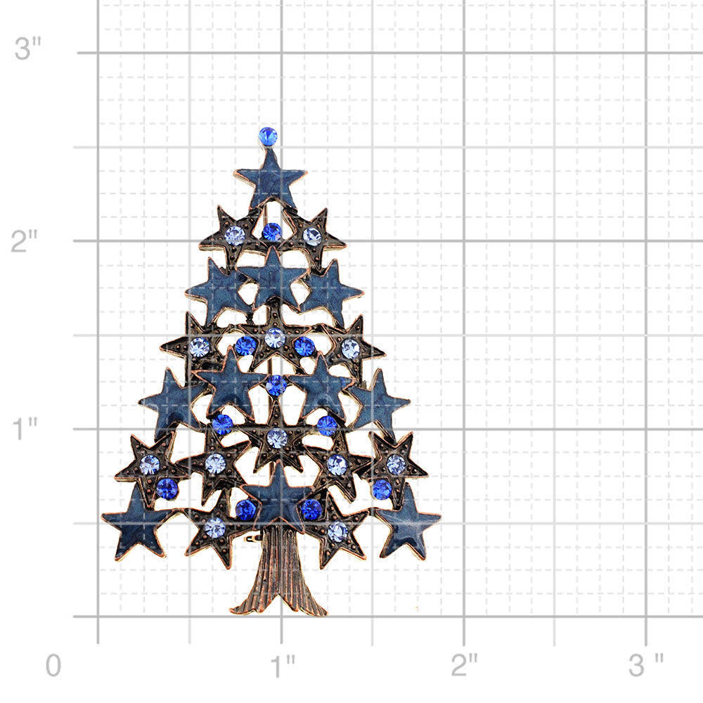 Montana Blue Star Christmas Tree Crystal Pin Brooch