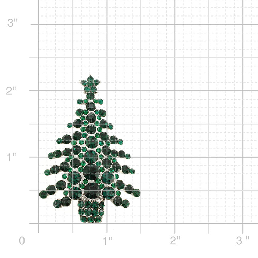 Emerald Green Christmas Tree Crystal Pin Brooch