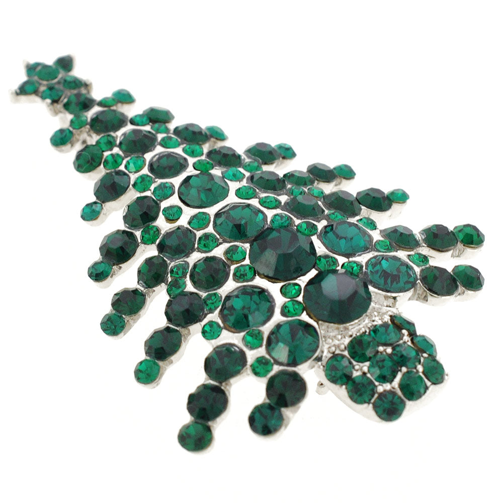 Emerald Green Christmas Tree Crystal Pin Brooch