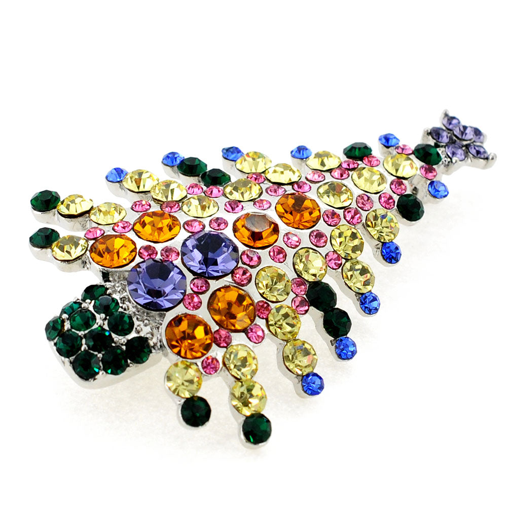 MultiColor Christmas Tree Crystal Pin Brooch