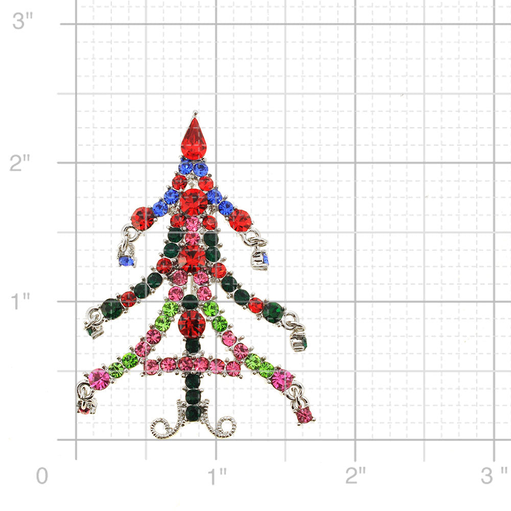 MultiColor Crystal Christmas Tree Pin Brooch