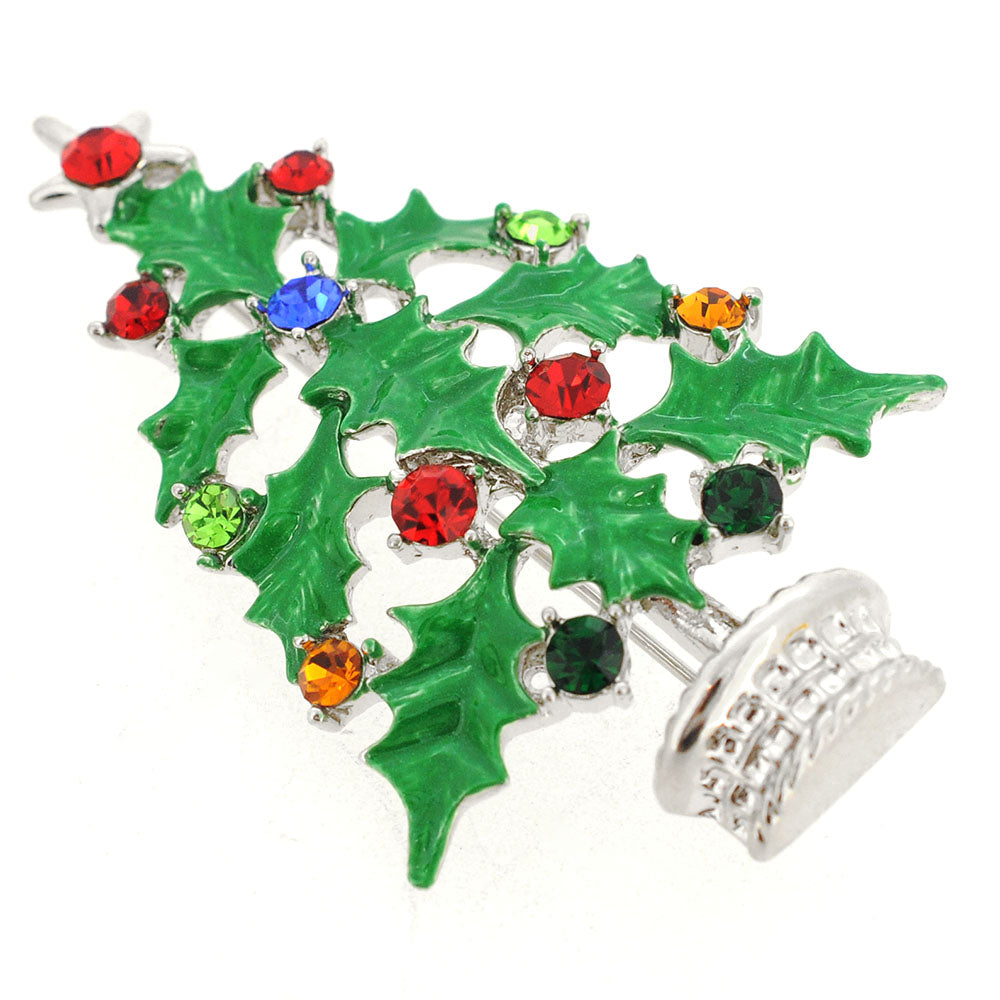 Multicolor Crystal ChristmasTree Pin Brooch
