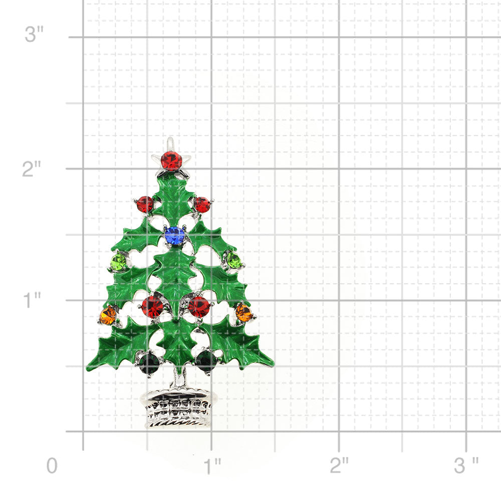 Multicolor Crystal ChristmasTree Pin Brooch