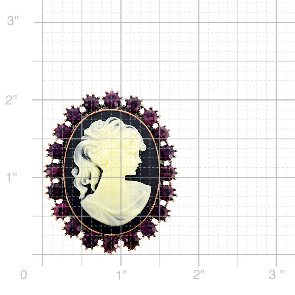 Purple Cameo Amethyst Crystal Pin Brooch and Pendant